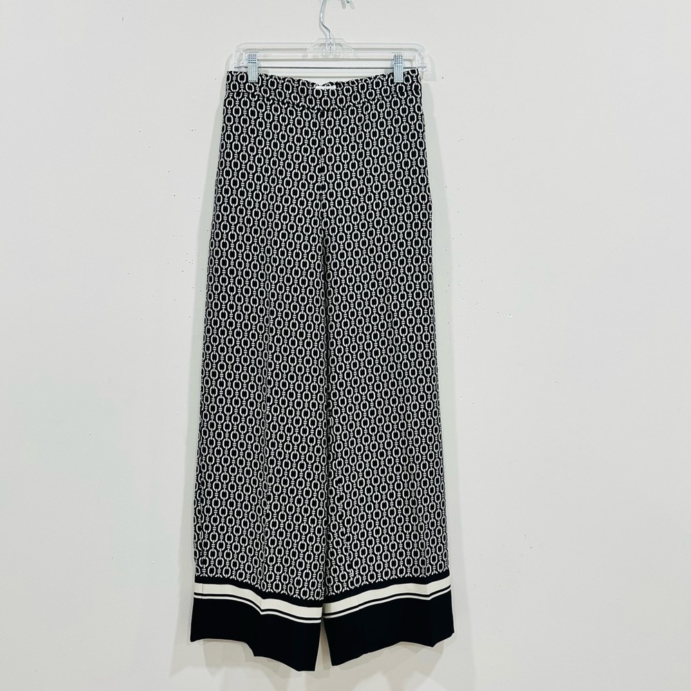 NWT H &M Women’s Wide Leg Black/white Pants Pockets Size 6